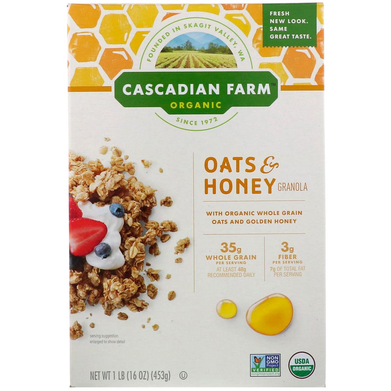 Cascadian Farm, Органічна гранола з вівсяної крупи з медом , 16 унцій (453 р)