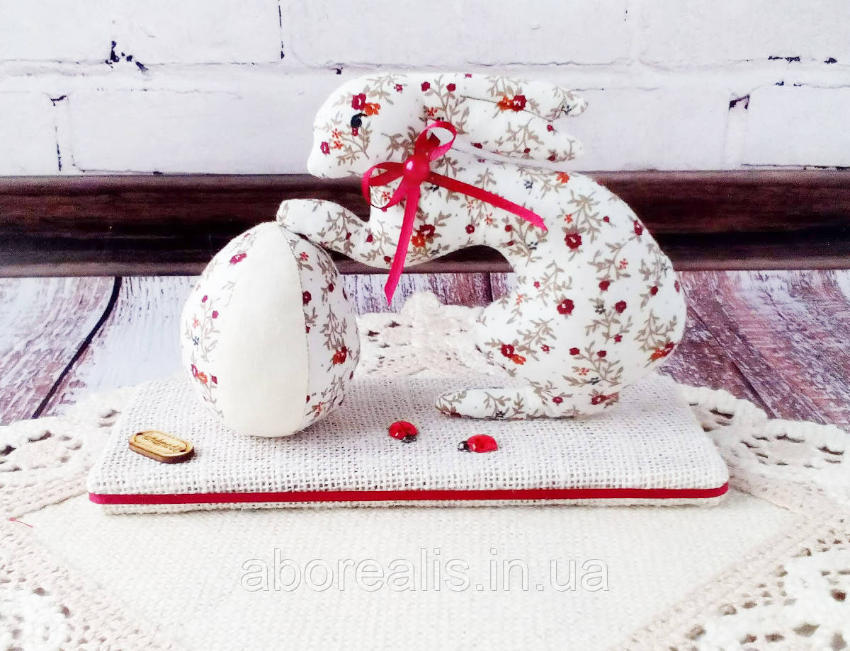 Інтер'єрна іграшка "Пасхальний кролик" бордовий, фото 1