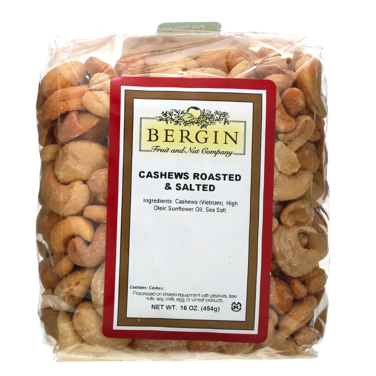 Bergin Fruit and Nut Company, Цілісні підсмажені кешью з сіллю, 16 унцій