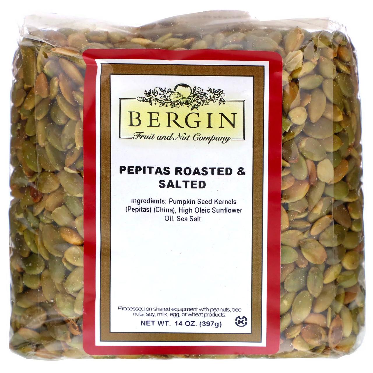 Bergin Fruit and Nut Company, Обсмажені і підсолені гарбузове насіння, 14 унцій