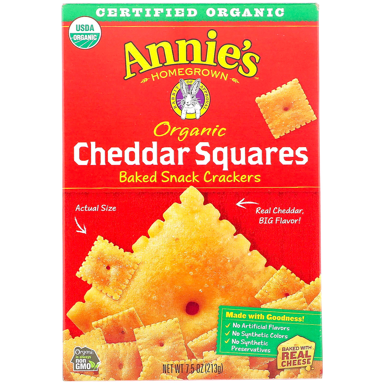 Запечені квадратні крекери з чеддером (Snack Crackers), Annie's Доморощені, 213 р.