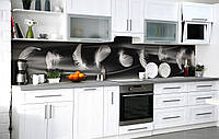 Кухонный фартук Легкие Перья виниловая пленка для кухни 650х2500мм Текстуры Черный