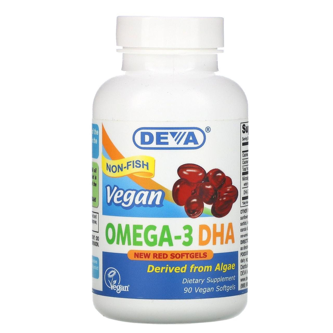 Deva, Омега-3 ДГК, Веганські продукт, 90 веганских гельових капсул