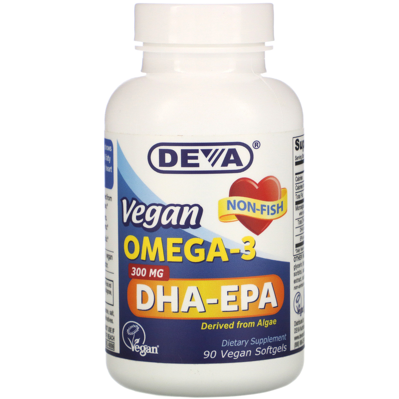 Deva, Веганські Омега-3, ДГК-ЕПК, 300 мг, 90 веганских м'яких таблеток