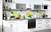 Кухонний фартух Цитрусові з м'ятою Апельсин плівка скіналі ПВХ 60х200 см Фрукти Білий