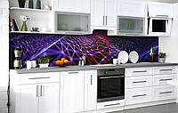 Кухонный фартук Цифровая Паутина пленка скинали ПВХ 600х2500мм Абстракция Фиолетовый