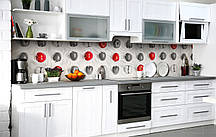 Кухонний фартух Незвичайні Яблука Контраст плівка скіналі ПВХ 60х200 см Фрукти Сірий