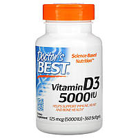Витамин Д3, Doctors Best, 5000 МЕ, 360 капсул