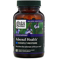 Gaia Herbs, Здоровье надпочечников, ночное восстановление, 120 веганских жидких фитокапсул
