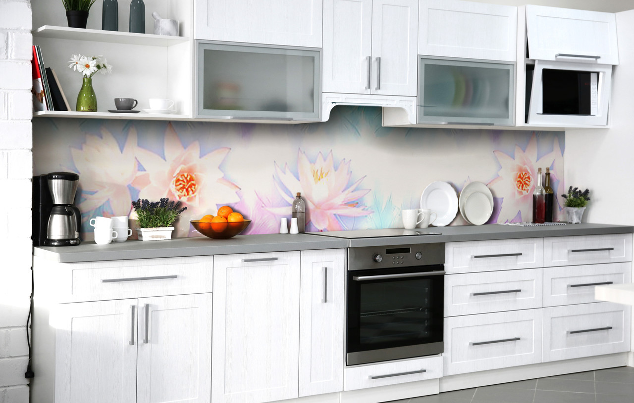 Кухонний фартух Легкість лотоса Пір'я плівка скіналі ПВХ 60х200 см Абстракція Блакитний, фото 1