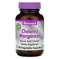 Марганец, Chelated Manganese, Bluebonnet Nutrition, 90 капсул