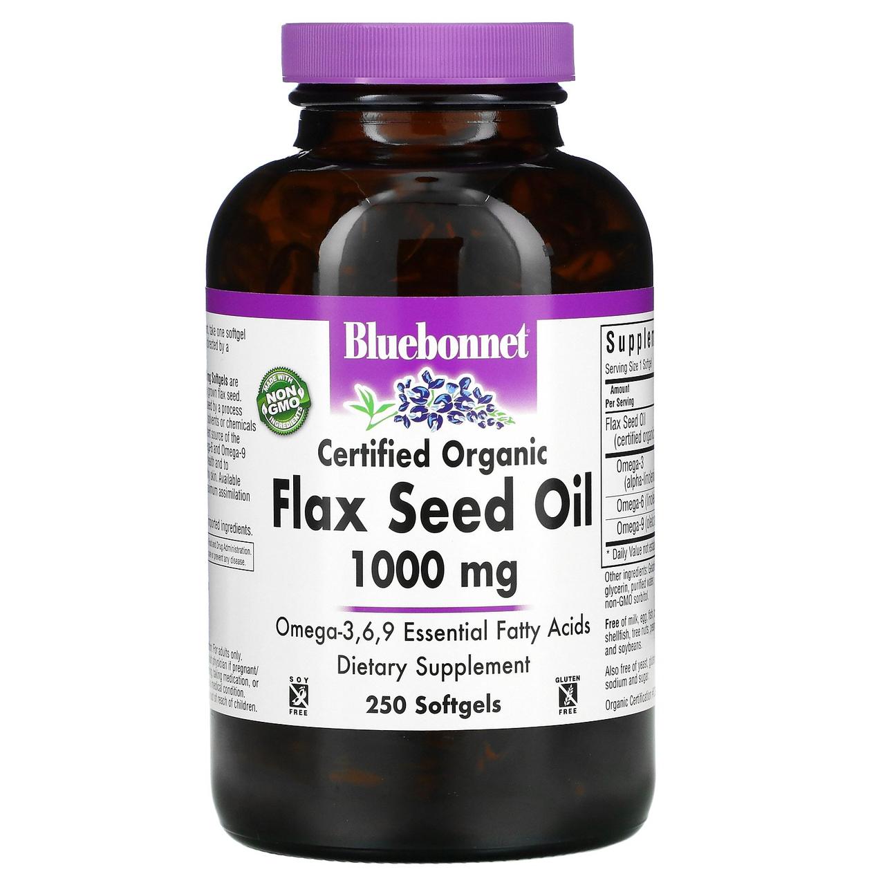 Лляне масло, Bluebonnet Nutrition, 1000 мг, 250 кап.