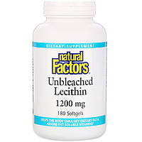 Лецитин, Unbleached Lecithin, Natural Factors, 1200 мг, 180 капсул