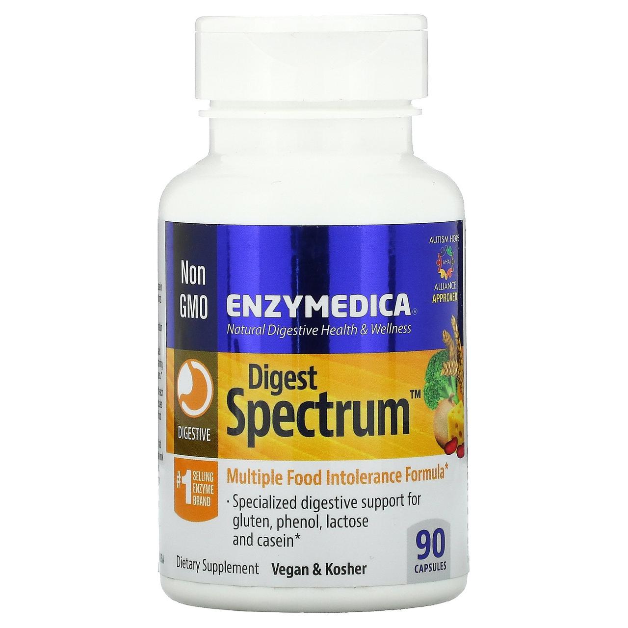 Травні ферменти, Digest Spectrum, Enzymedica, 90 капсул