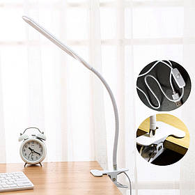 Настільна лампа світлодіодна на прищіпці гнучка LED лід біла лампа прищіпка XSD 206 USB кабель 24 діода