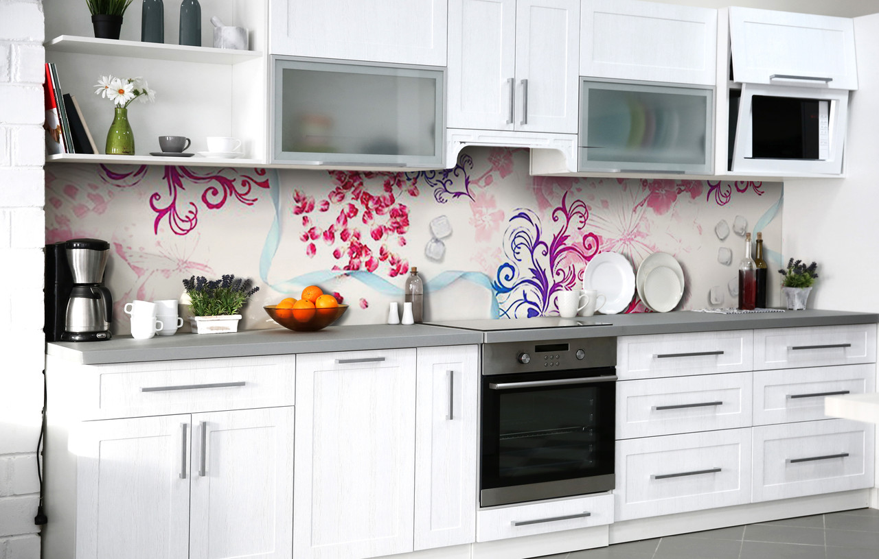 Кухонний фартух Зерна Граната Візерунки плівка скіналі ПВХ 60х200 см Абстракція Рожевий