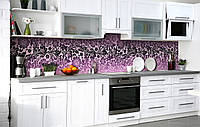Кухонный фартук Цветочная Роспись Узор виниловая пленка для кухни 650х2500мм Абстракция Фиолетовый