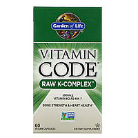 Витамин К (Vitamin Code, Raw K-Complex), Комплекс, Garden of Life, 60 капсул