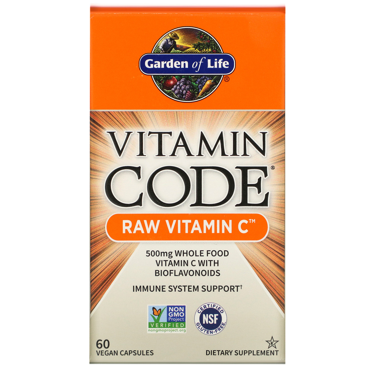 Сирої Вітамін С, Vitamin Code, Garden of Life, 60 капсул