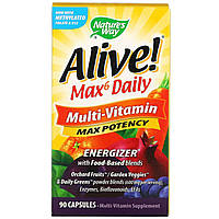 Витамины максимальная эффективность, мультивитамины Natures Way, Alive! Multi-Vitamin, 90 вегетарианских капс