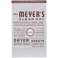 Салфетки для сушильной машины, (Dryer Sheets, Lavender Scent), Mrs. Meyers Clean Day, 80 шт