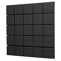 Панель из акустического поролона «Плитка» EchoFom Standart Черный графит 500х500х30