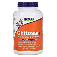 Хитозан с хромом Now Foods для похудения и контроля веса, 500 мг, 240 капсул