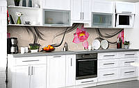 Кухонний фартух Лотос і Візерунки вінілова плівка для кухні 650х2500мм Абстракція Бежевий