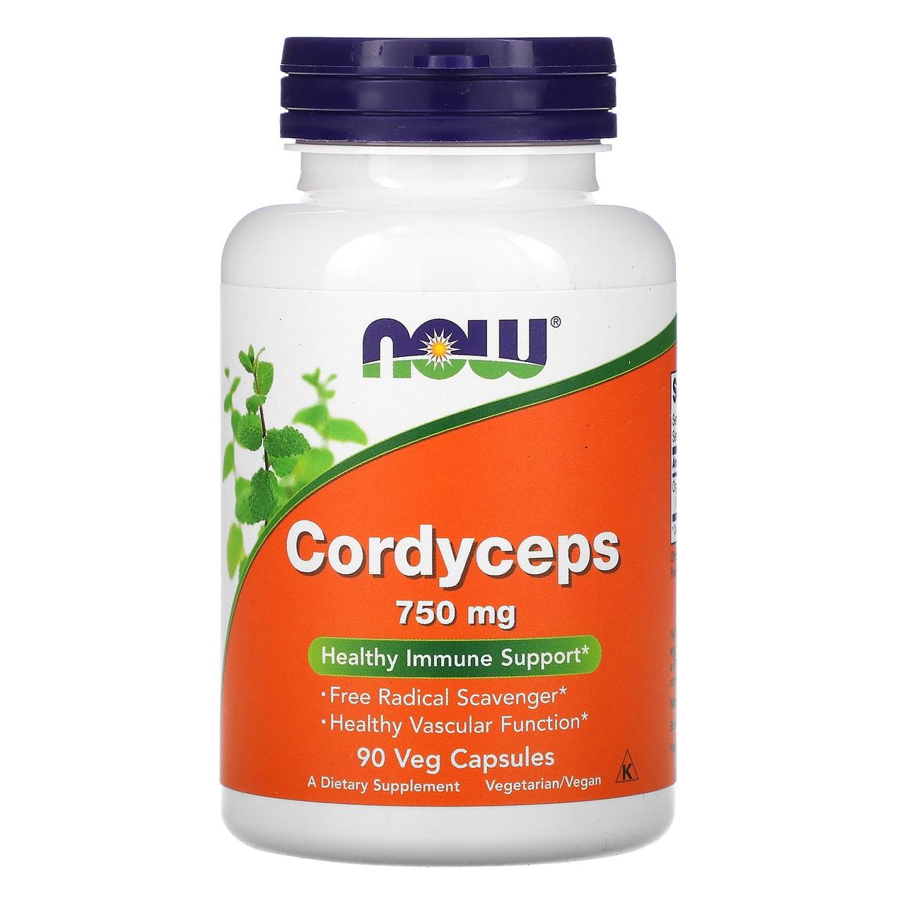 Кордицепс (Cordyceps), Now Foods, 750мг, 90кап.