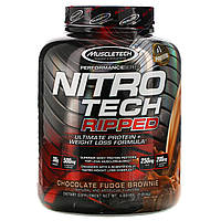 Сироватковий протеїн, шоколадний фадж брауні, Nitro-Tech, Ripped, Muscletech, 1.81 кг.