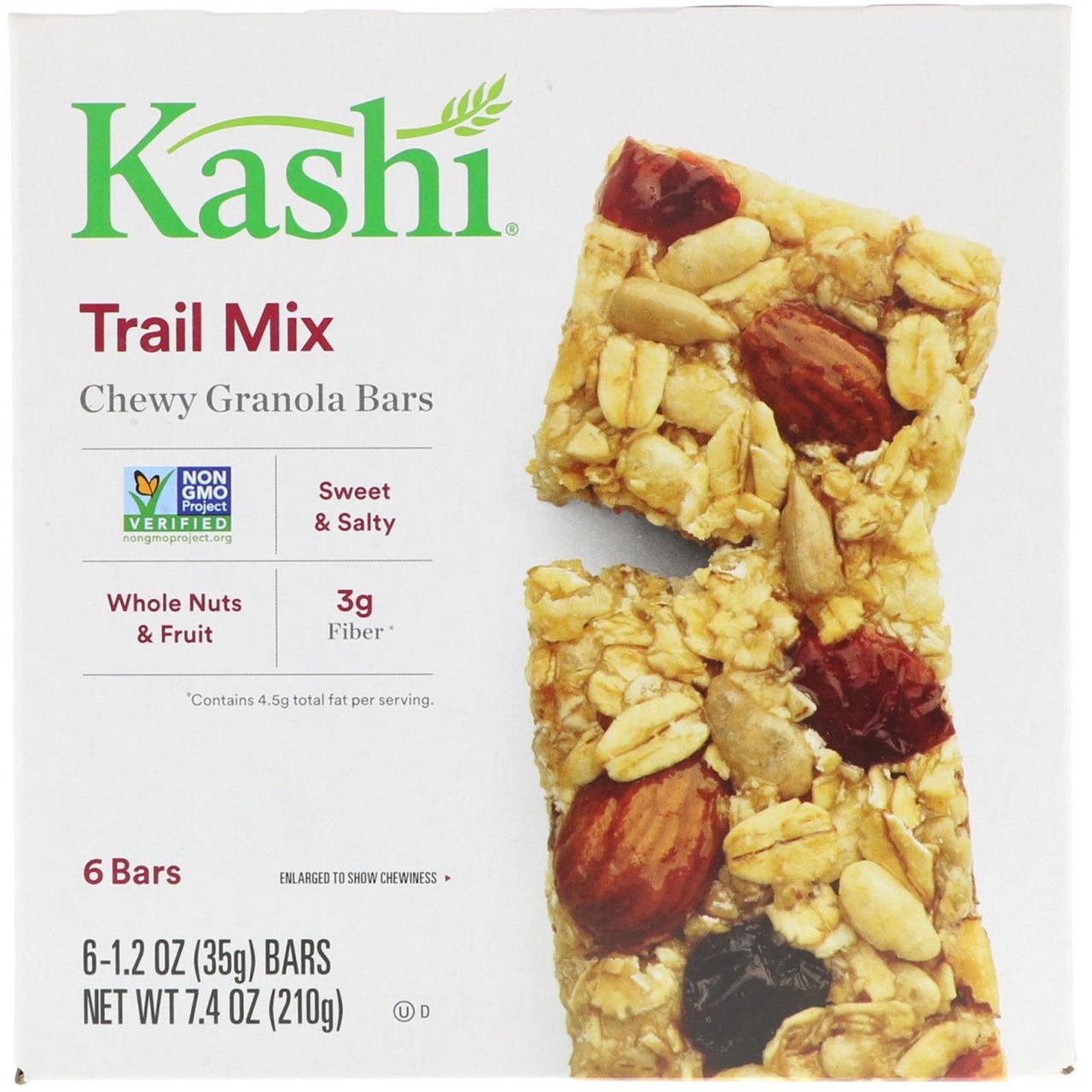 Батончики з мюслі з сухофруктами і горіхами (Chewy Granola Bars, Trail Mix), Kashi, 6-2 шт.