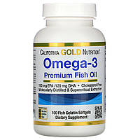 Омега-3 Риб'ячий жир для серця, Omega-3 Premium, California Gold Nutrition, 100 капсул