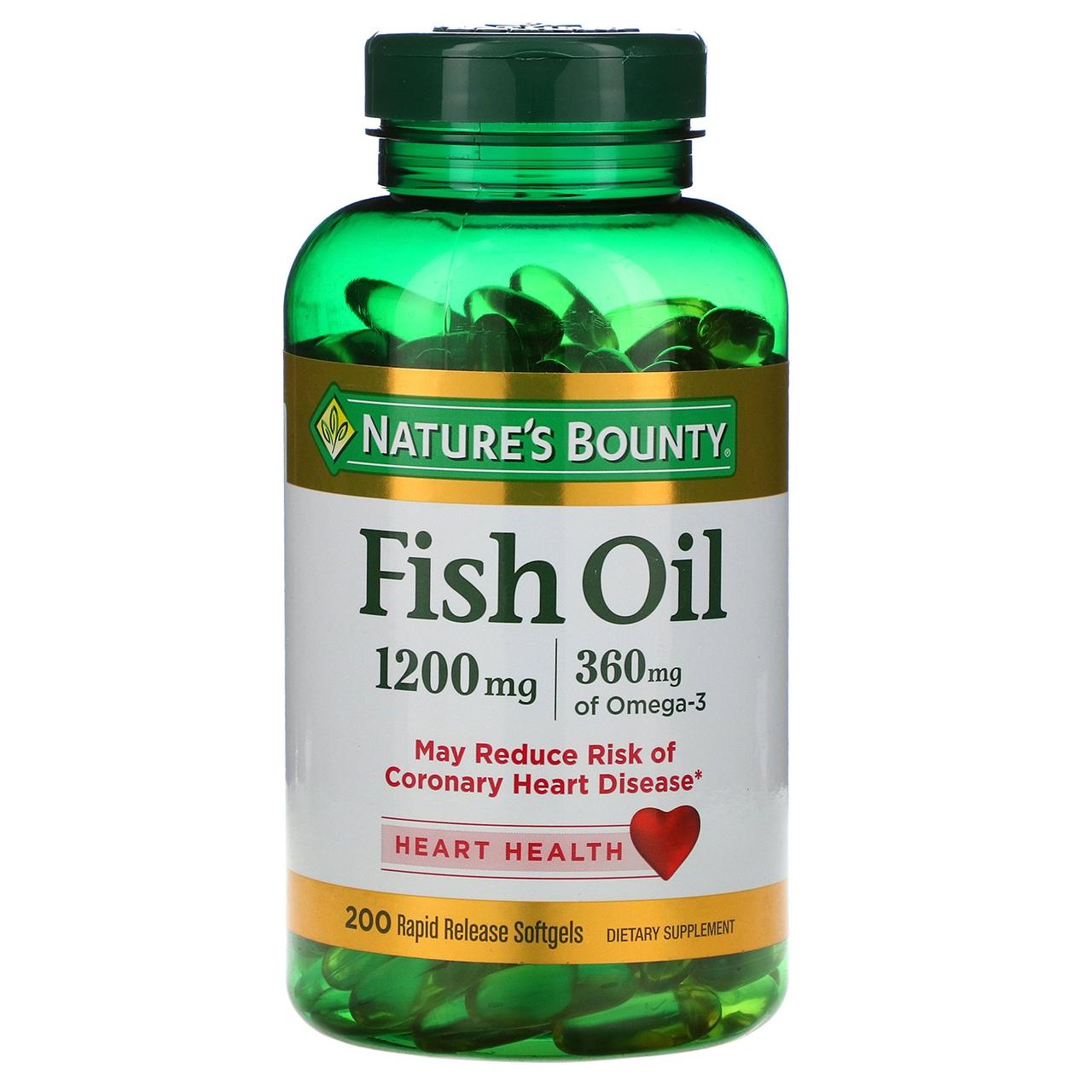 Nature's Bounty, Риб'ячий жир 1200 мг, 200 капсул
