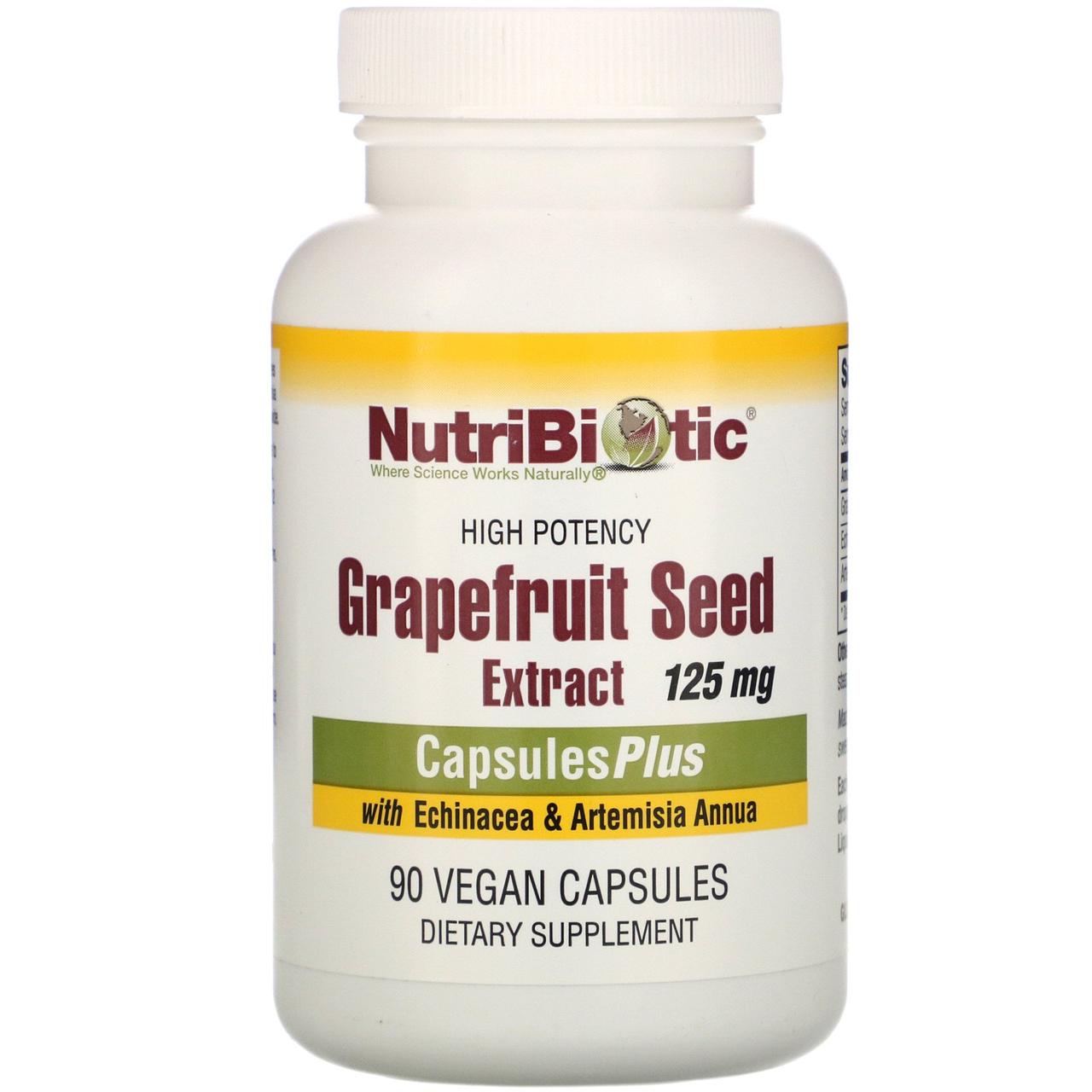 Экстракт грейпфрутовой косточки, Grapefruit Seed Extract, NutriBiotic, 90 капсул - фото 1 - id-p357517118