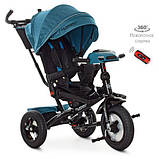 Дитячий триколісний велосипед Turbo trike M 4060HA-21Т,кол.гума (12/10), USB/BT,світ, пульт, смарагд твід, фото 3