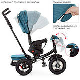 Дитячий триколісний велосипед Turbo trike M 4060HA-11L,кол.гума (12/10), USB/BT,світ, пульт, темно-синій льон, фото 4