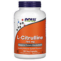 L-цитруллин, L-Citrulline, Now Foods, 750 мг, 180 капсул