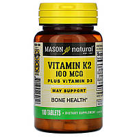 Витамин К2, Д3, Mason Vitamins, 100 таблеток