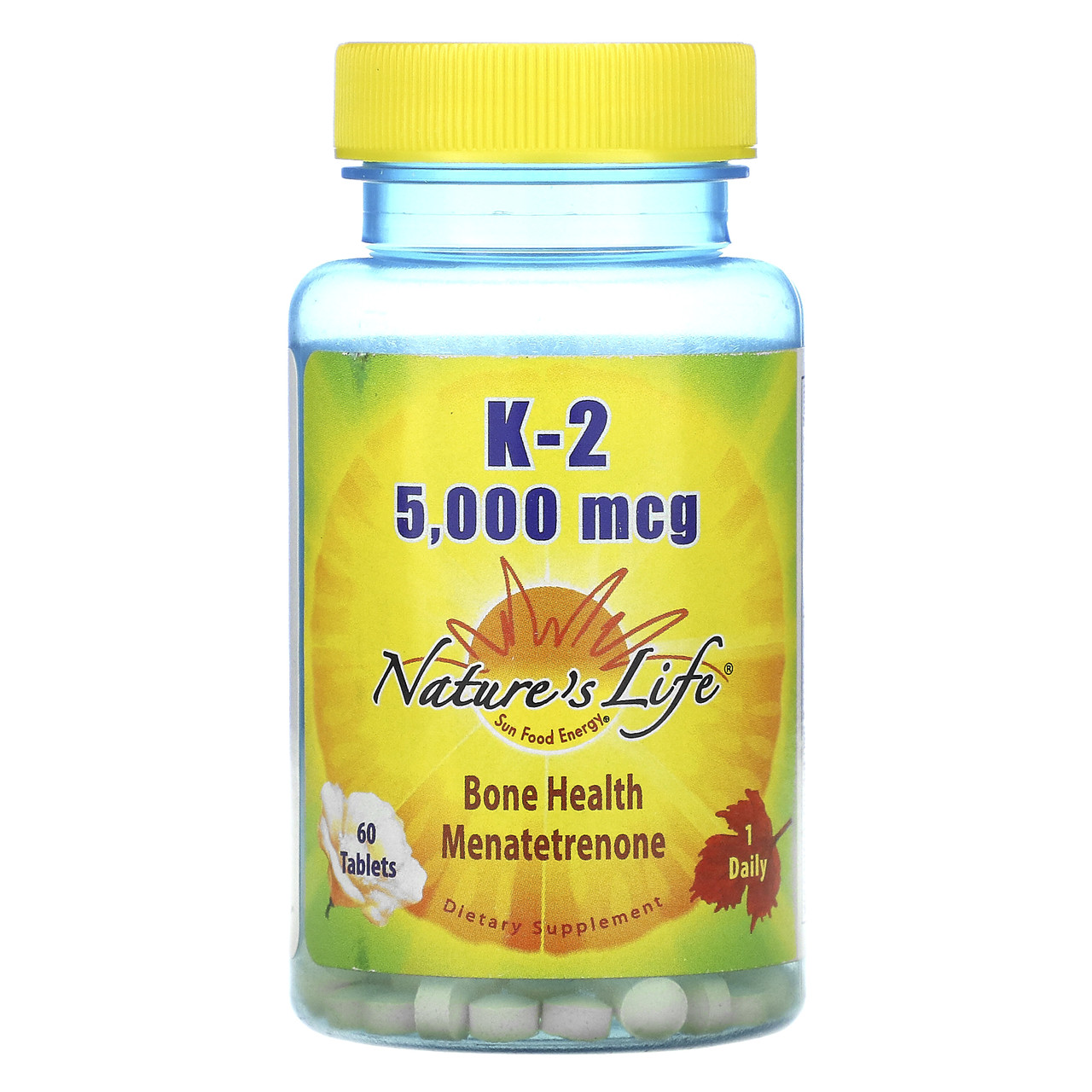 Витамин К2, K-2, Nature's Life, 5000 мкг, 60 таблеток