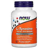 L-тирозин (L-Tyrosine) Now Foods для эндокринной системы, 750 мг, 90 вегетарианских капсул