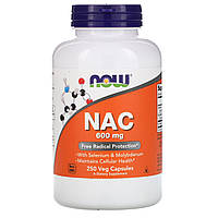 Аминокислота N-ацетинцистеин Now Foods NAC 600 мг/250 капсул (ацетилцистеин) Биодобавки и витамины