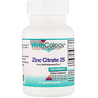 Цинк Цитрат, Zinc Citrate, Nutricology, 25 мг, 60 капсул