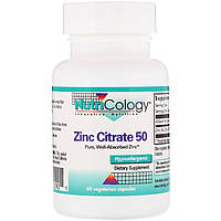 Цинк Цитрат, Zinc Citrate 50, Nutricology, 50мг, 60 капсул