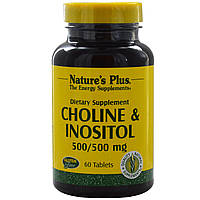 Холін і Інозитол, Choline & Inositol, nature's Plus, 500 мг, 60 таб.