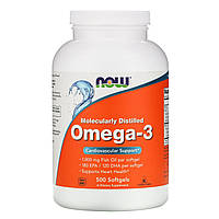 Риб'ячий жир Омега-3 Now foods для підтримки здоров'я серця і мозку 500 капсул Omega-3 Харчова добавка