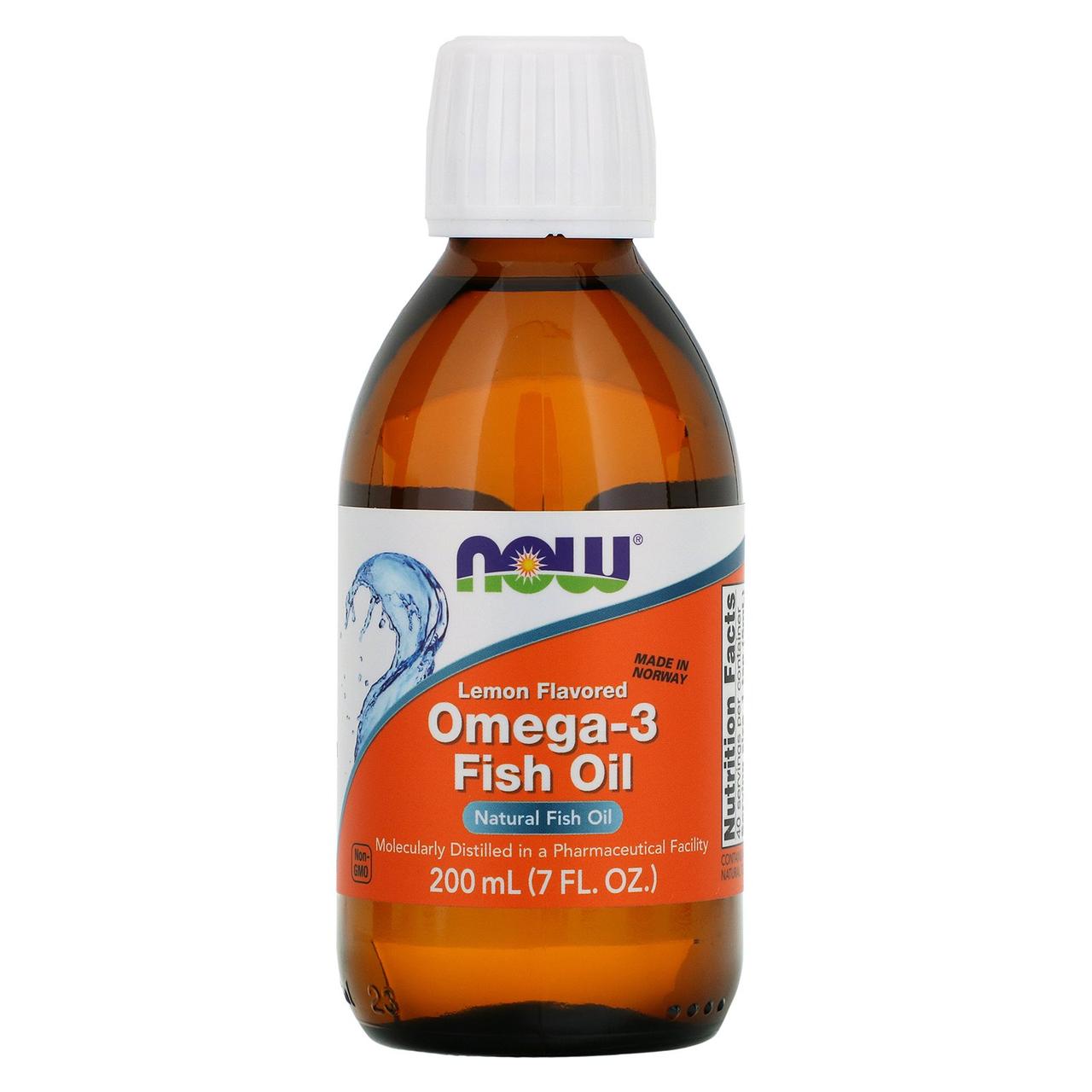 Риб'ячий жир, Omega-3 Fish Oil, Now Foods, Лимонний, 200 мл