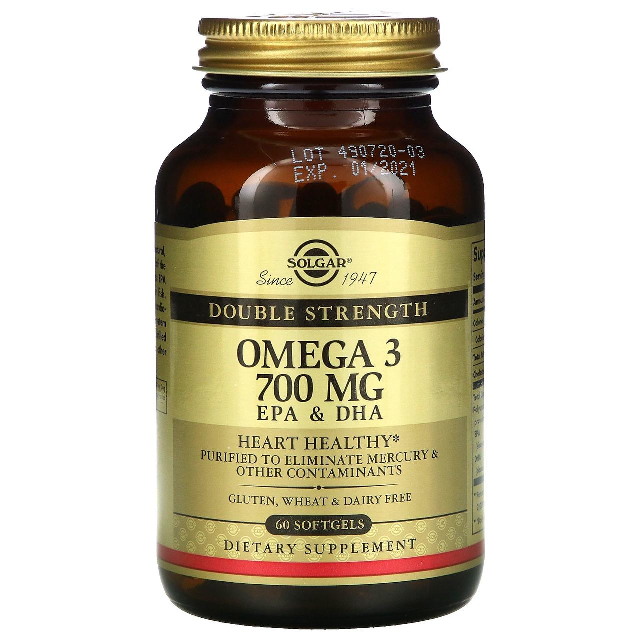 Риб'ячий жир, Омега - 3 (Omega-3), Solgar, 700 мг, 60 кап.