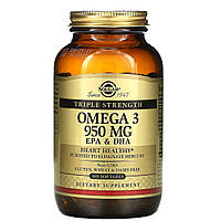 Рыбий жир в капсулах Omega-3 EPA DHA 950 мг Solgar 100 капсул для поддержания иммунитета