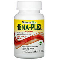 Nature's Plus, Hema-Plex, питательная добавка для здорового кровообращения, 60 растительных капсул