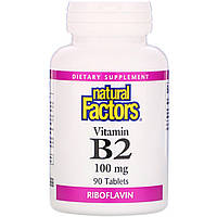 Вітамін В-2 Рибофлавін, Natural Factors, B2 Riboflavin, 100 мг 90 таблеток